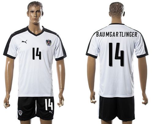 Austria #14 Baumgartlinger White Away Soccer Country Jersey - Click Image to Close